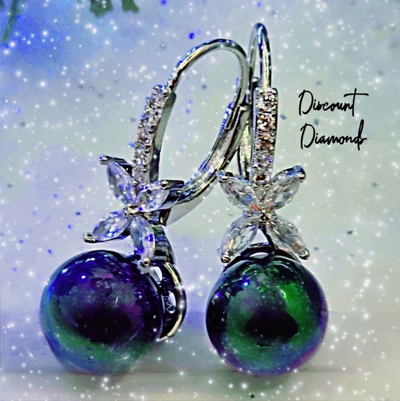 South Sea Pearl Leverback Earrings Jewelry - 10mm South Sea Shell Pearl White Baguette Diamond Leverback Earrings 925